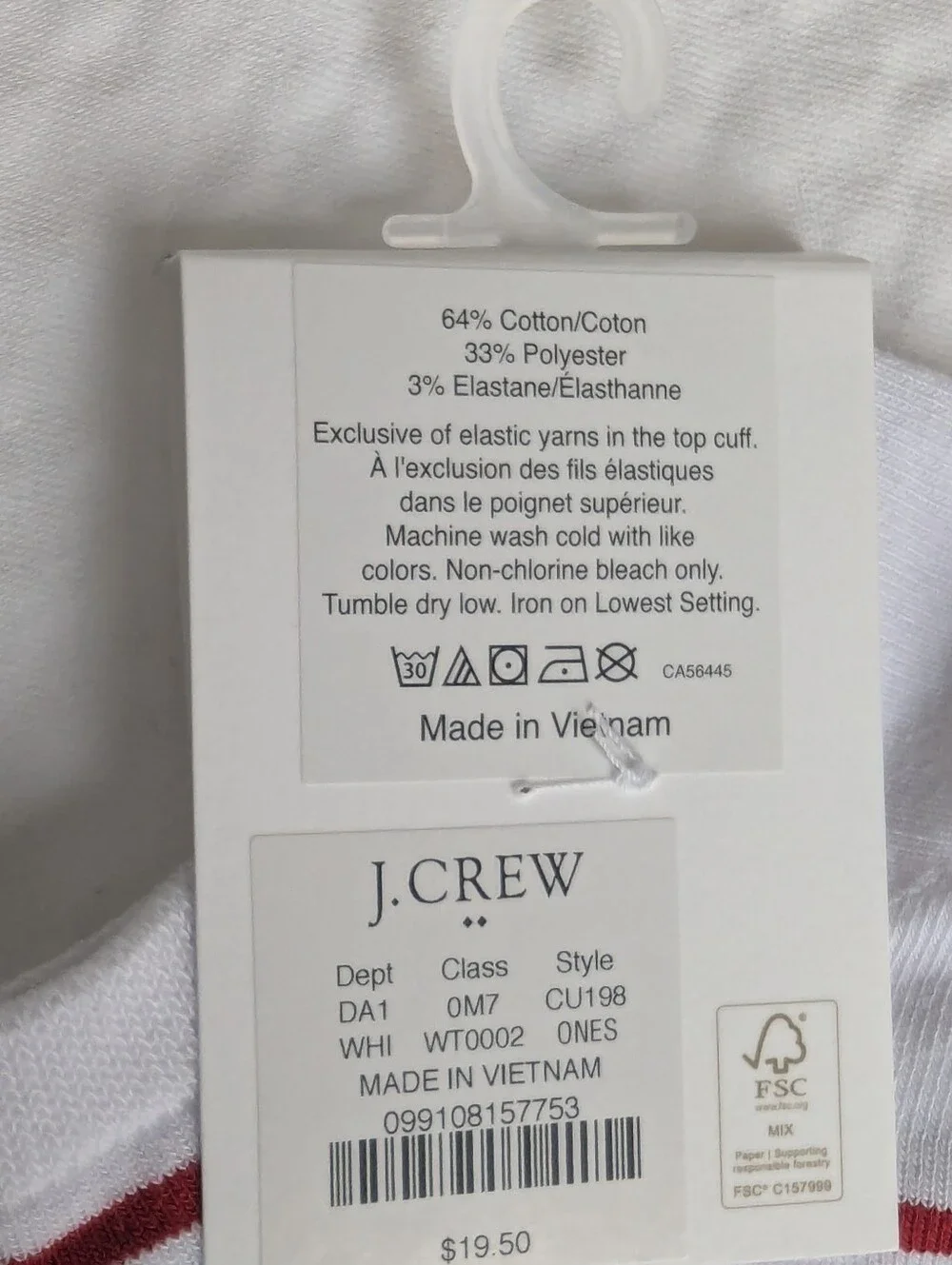 NWT J. Crew Women's Red White & Blue Striped Ankle Socks One Size